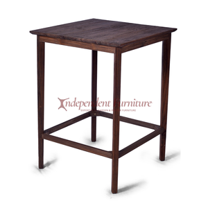 Table de bar en teck massif brun moderne, durable et écologique, idéale pour les bars à domicile, les salons et les hôtels. - Product Image 2