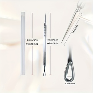 Aiguille extractrice de points noirs, outil d'extraction d'acné pour le visage, en acier inoxydable, pointe de précision avec tube de protection - Product Image 2