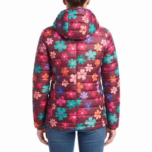 Chaqueta de Invierno Acolchada con Capucha y Cinturón con Estampado Floral para Mujer, Chaqueta de Moda Casual para Exteriores, Estilo Abrigo Acolchado Cálido Sublimado - Product Image 6