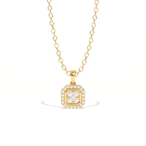 Pendentif Aarinya de luxe en diamant de laboratoire certifié IGI, plaqué or 18 carats, coupe brillante tendance, design halo, pour usage quotidien, cadeau de fête - Product Image 3