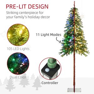 6FT Pencil Shape Artificial Christmas <b>Tree</b> with Warm White or Colorful LED <b>Lights</b> Steel Base Christmas Decorations - Product Image 4
