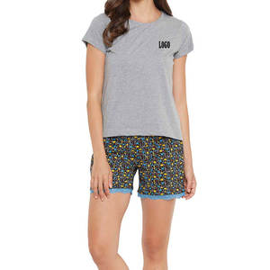 Ensemble t-shirt et short en toile de coton pour femme, couleur unie, avec poche, manches courtes, tenue décontractée d'été en deux pièces pour femme - Product Image 1