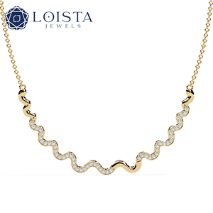 Collier en or rose plaqué diamant LOISTA pour femme, design ondulé de luxe, à porter au quotidien - Product Image 3