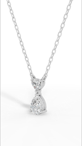 Collar con Doble Colgante de Diamante Cultivado en Laboratorio en Forma de Lágrima, Oro de 14K, Corte Corazón y Pera, Diseño Romántico - Product Image 4