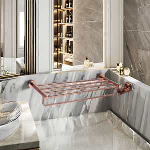 Porte-serviettes mural carré en acier chromé avec construction résistante à la rouille, facile à nettoyer, garantie de 2 ans, design moderne - Product Image 1