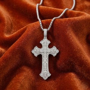 Vintage Cross Moissanite Pendant 925 Sterling <b>Silver</b> Iced Out Religious Hip Hop <b>Charm</b> Necklace Jewelry Gift - Product Image 1