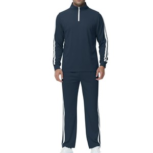 Conjunto Deportivo Azul Marino para Hombre 2026, Sudadera de Manga Larga con Cierre de Media Cremallera y Pantalones con Cordón, Color Sólido, Estilo Deportivo Informal para Otoño - Product Image 6