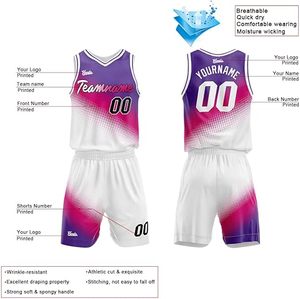 Uniforme de Baloncesto Sublimado de Diseño Nuevo al por Mayor para Niños y Jóvenes, Jersey de Baloncesto Reversible Personalizado de Talla Grande - Product Image 4