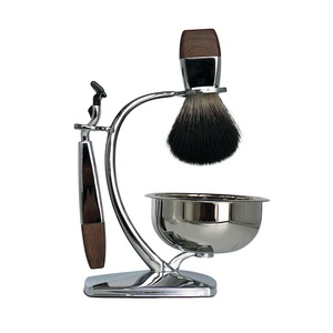 Lansky Luxury Private Label Mens Grooming Kits Facial Shaving <b>Brush</b> and Safety razor Stand Set - Product Image 1