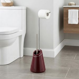 Porte-papier toilette moderne en chrome noir écologique avec brosse pour la maison et l'hôtel, vente en gros, fabriqué à Taïwan - Product Image 1