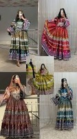 Robe maxi traditionnelle afghane Kuchi, broderie florale, manches longues, robe de bal, style vintage, tissu en coton, tenue de soirée