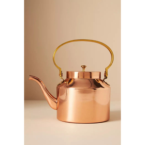 Impresionante tetera de cobre con asa y tapa, beneficios ayurvédicos para la salud, para servir té y café en la mesa de la cocina del hogar. - Product Image 2