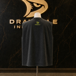 Débardeur oversize Y2K sans manches, en coton épais délavé au charbon, avec motif vert fluo, style streetwear, coupe carrée - Product Image 2