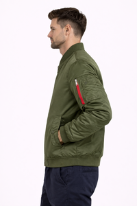 Chaqueta bomber verde oliva para hombre, ligera, con cremallera, informal, estilo streetwear. - Product Image 2
