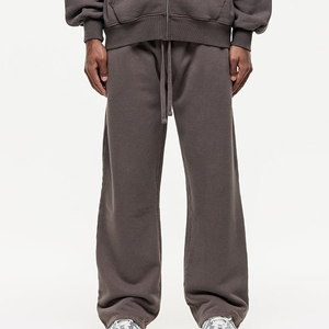 Men's Cotton Sweatpants Elastic Waist <b>Drawstring</b> Casual Loose Fit Straight Leg Joggers Breathable Midweight Knitted Pants Autumn - Product Image 1