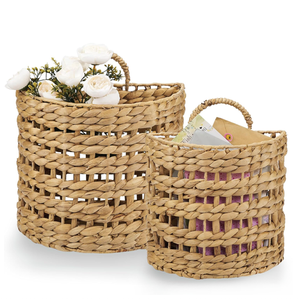 Water Hyacinth Woven <b>Wall</b> Hanging Decorative <b>Storage</b> <b>Basket</b> for Kitchen Garage Living Room Bathroom Books <b>Storage</b> - Product Image 1