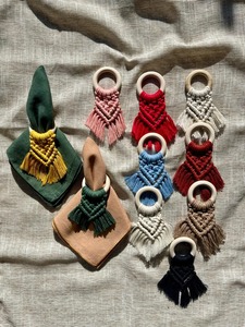 Anillos de Servilleta de Macramé Bohemio, Anillos de Madera Decorativos para Mesa, Juego Multicolor para Decoración de Fiestas y Cenas, de la India - Product Image 1