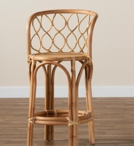Ecowoodies Modern Luxury Handcrafted Bamboo French Bistro Bar <b>Chair</b>-Eco-friendly Steel Base Fixed Armrest <b>Stackable</b> Living Room - Product Image 2