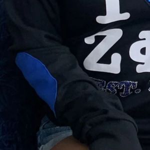 Zeta Phi Beta Off Shoulder Shirt Women Black Long Sleeve <b>Sequin</b> Heart Graphic Casual Sorority Stylish Fashion <b>Top</b> - Product Image 5