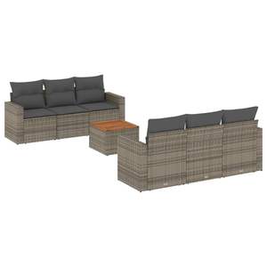 Grey Brown <b>Rattan</b> Garden <b>Sofa</b> Set 6 Seater Outdoor Furniture Contemporary Weather Resistant Wicker Frame - Product Image 4