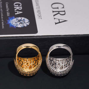 <b>Mens</b> 925 <b>Silver</b> <b>Ring</b> with Lab Grown Diamond Round Center Stone Iced Style Statement <b>Ring</b> Luxury <b>Mens</b> Fashion - Product Image 3