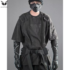 Custom Logo Techwear T-Shirts Men Streetwear Regular Fit Solid Canvas Short Sleeve Eco-Friendly Breathable - Product Image 3