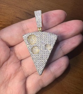 Collar con Colgante de Queso Iced Out, Totalmente Cubierto de Moissanita, Chapado en Oro, Joyería Hip Hop - Product Image 5