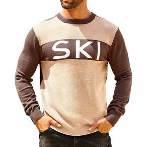 2025 hommes câble tricot couleur bloc pull décontracté hiver pull col rond manches longues pour automne hiver avec motif - Product Image 4