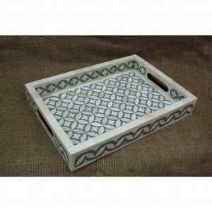 Bandeja de Servir Artesanal, Pulida, Ecológica, con Incrustaciones de Hueso Estilo Animal, Personalizable, de Estilo Regional Indio, para Decoración del Hogar - Product Image 3