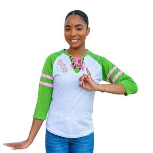 T-shirt à manches raglan pour femme, imprimé, en coton premium, manches trois quarts, style décontracté, style baseball - Product Image 4