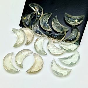 Natural Prasiolite Faceted Crescent <b>Moon</b> Shape Gemstone For Jewelry Making Loose Hand Carved Green Amethyst Briolette Beads 16mm - Product Image 5