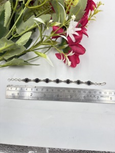 Pulsera de Ónix Negro Natural, Plata de Ley 925, Cadena de Eslabones Vintage, Ajustable, a la Moda - Product Image 3