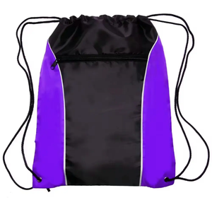 Black and Gray <b>Drawstring</b> <b>Backpack</b> Polyester Plain Dyed Adjustable Sport Bag for Outdoor Use Wholesale Pack OEM Supplier - Product Image 2
