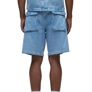Pantalones Cortos de Lona Vaquera de Alta Calidad, Pantalones Casuales de Cintura Alta, Jeans Azules, Cintura Elástica con Cordón, Secado Rápido para Hombre, 180g Digital - Product Image 3
