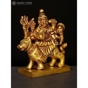 2 Inches Petite Déesse Durga (Sherawali Maa) Sculpture en laiton pour la décoration intérieure et le temple Fabriqué en Inde - Product Image 2