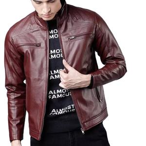 New Causal Vintage Leather Jacket <b>Coat</b> Men Spring Outfit Design Motor Biker Pocket PU Leather Jacket - Product Image 1