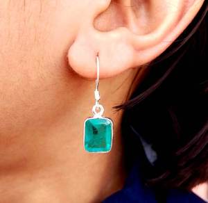Paraiba Tourmaline Earrings Neon Blue Octagon Shape Luxury Sterling Silver Gold Plated Elegant Anniversary <b>Gift</b> for Women - Product Image 2