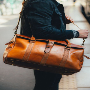 Sac de voyage unisexe en cuir véritable marron de luxe, style vintage, taille cabine moderne, fermeture éclair, qualité supérieure - Product Image 3