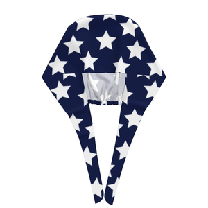 Gorro Quirúrgico Azul Marino con Estampado de Estrellas Blancas y Lazos Ajustables - Gorro Quirúrgico Transpirable de Algodón para Enfermeras y Médicos - Venta al por Mayor - Product Image 3