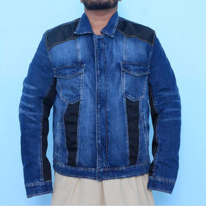 แจ็คเก็ตยีนส์วินเทจผู้ชายรักษ์โลก สกรีนโลโก้ได้ แจ็คเก็ตยีนส์มอเตอร์ไซค์แบบฟอกสำหรับผู้ชาย - Product Image 1
