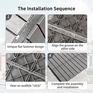 All-Weather Patio Composite Decking <b>Tiles</b> 12"x12" <b>Interlocking</b> Square Outdoor <b>Flooring</b> Four Slat Plastic Patio <b>Tiles</b> for All - Product Image 4