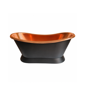 Bañera de Cobre con Base Inclinada, Exterior Completamente Negro, Bañera de Lujo Hecha a Mano - Product Image 1