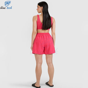 Custom Plus Size Women's 2-Piece Gym Fitness Set Quick Dry Crop Top & Running Shorts with Front Logo for Yoga Workout Activewear - Product Image 2