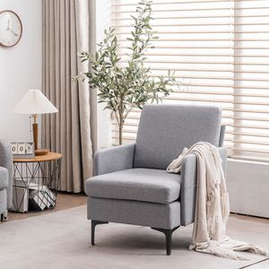 Poltrona Singola FCH Grigio Chiaro, Comoda Chaise Longue per Camera da Letto, Soggiorno, Camera degli Ospiti - Product Image 1