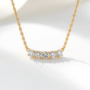 Collar de Cadena con Cinco Piedras Naturales de Oro Sólido de 10K para Mujer, Joyería Fina, Diseño Personalizado OEM - Product Image 1