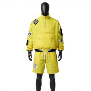 Unique Design Men Summer Breathable Windbreaker Shorts Set Lightweight Waterproof Quick-Drying 1/4 <b>Zip</b>-<b>Up</b> Windbreaker Shorts Set - Product Image 3