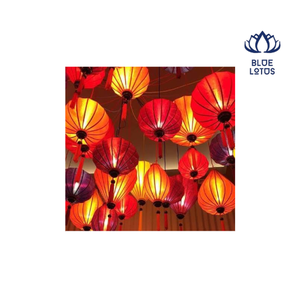 BLUE LOTOS Outdoor Round Bamboo Plastic & Gudgeon Lanterns NEW ARRIVAL Chinese New Year Adult Decorations <b>Light</b> No <b>Battery</b> - Product Image 1