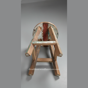 Tabouret de bar design en bois de bateau recyclé, original, unique, multicolore, artisanal, compact, pour l'intérieur et l'extérieur, exportation de meubles - Product Image 4