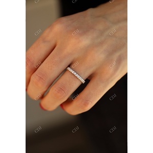 0.33CTW Moissanite Wedding Band for Women French Pave Moissanite Half Eternity <b>Ring</b>, 14K White Gold <b>Ring</b> - Product Image 1