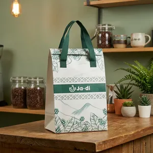 Bolsas de Cordón Reutilizables Personalizadas de Tela No Tejida Laminada en PP, Impresión a Todo Color, Diseño Serigrafiado para Uso Comercial, Compras y Exposiciones - Product Image 1